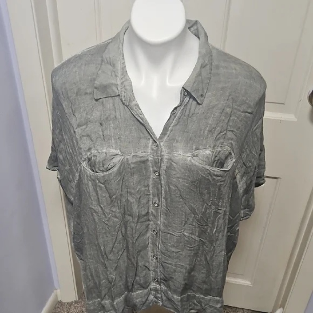 Acid Washed Plus Size Baggy Shirt